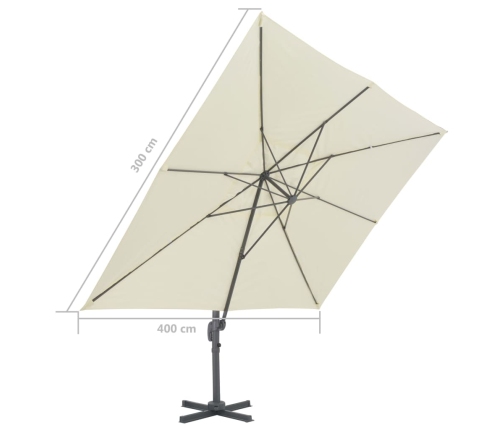 Sombrilla jardín voladiza con palo de aluminio arena 400x300 cm