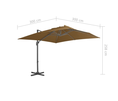 Sombrilla jardín voladiza con palo de aluminio taupe 300x300 cm