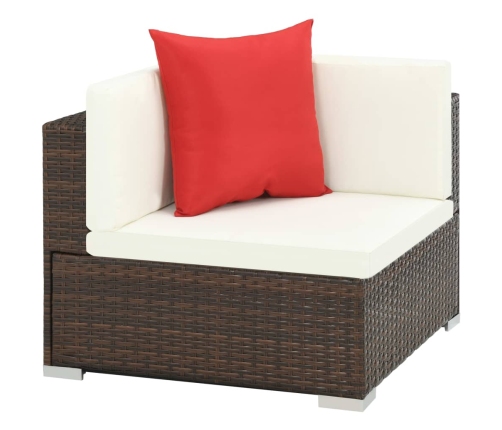 Set muebles de jardín 7 piezas y cojines ratán sintético marrón