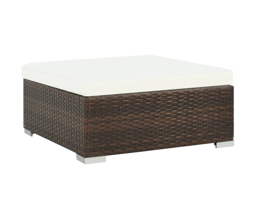 Set muebles de jardín 7 piezas y cojines ratán sintético marrón