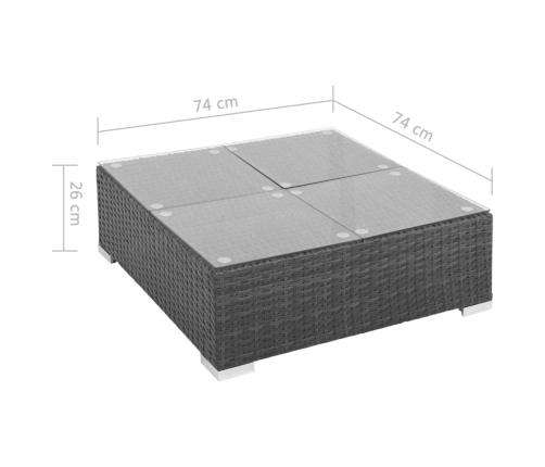 Set muebles de jardín 6 piezas y cojines ratán sintético negro