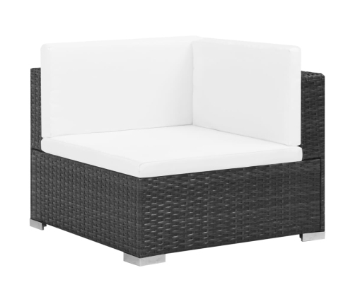 Set muebles de jardín 6 piezas y cojines ratán sintético negro