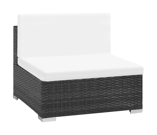Set muebles de jardín 6 piezas y cojines ratán sintético negro