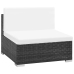 Set muebles de jardín 6 piezas y cojines ratán sintético negro