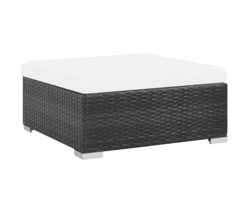 Set muebles de jardín 6 piezas y cojines ratán sintético negro