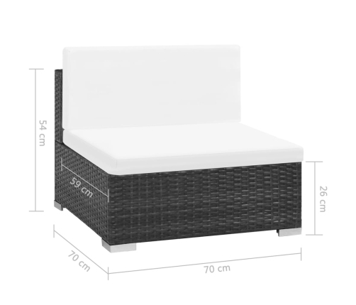 Set muebles de jardín 6 piezas y cojines ratán sintético negro