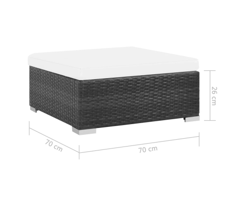 Set muebles de jardín 6 piezas y cojines ratán sintético negro