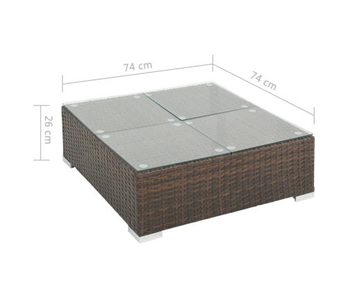 Set muebles de jardín 6 piezas y cojines ratán sintético marrón