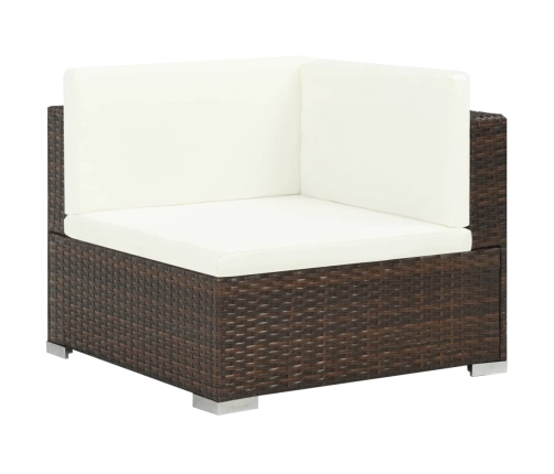 Set muebles de jardín 6 piezas y cojines ratán sintético marrón