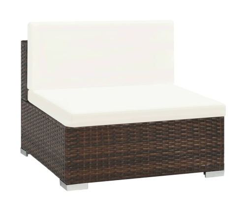 Set muebles de jardín 6 piezas y cojines ratán sintético marrón