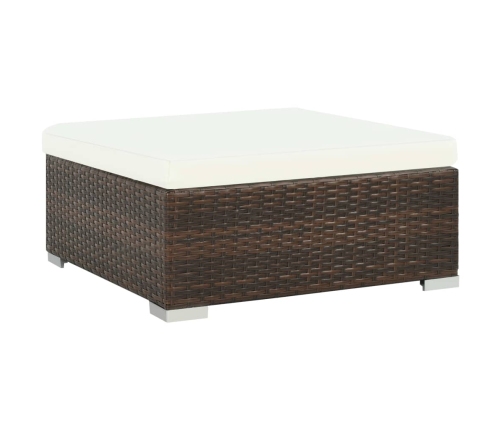 Set muebles de jardín 6 piezas y cojines ratán sintético marrón