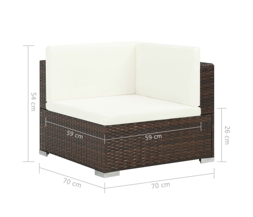 Set muebles de jardín 6 piezas y cojines ratán sintético marrón