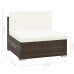 Set muebles de jardín 6 piezas y cojines ratán sintético marrón