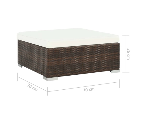 Set muebles de jardín 8 piezas y cojines ratán sintético marrón