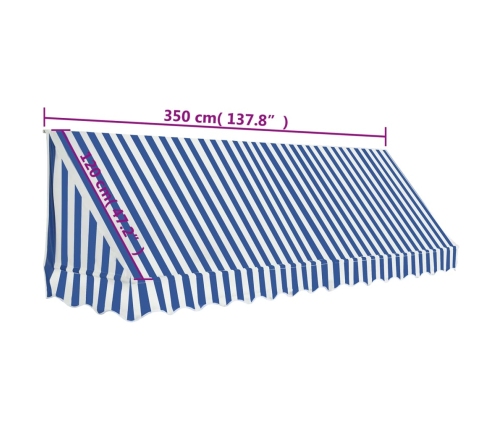 Toldo para bar 350x120 cm azul y blanco