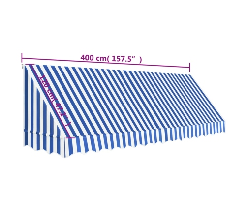 Toldo para bar 400x120 cm azul y blanco