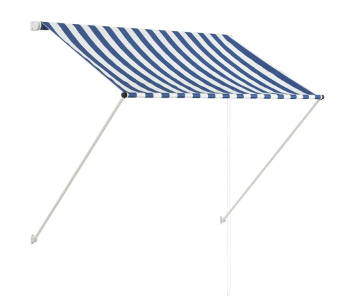 Toldo retráctil 150x150 cm azul y blanco