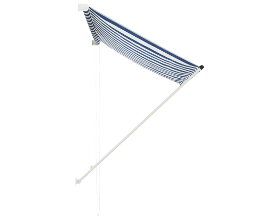 Toldo retráctil 150x150 cm azul y blanco