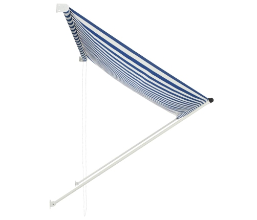 Toldo retráctil 200x150 cm azul y blanco