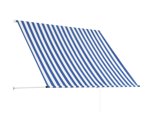 Toldo retráctil 200x150 cm azul y blanco