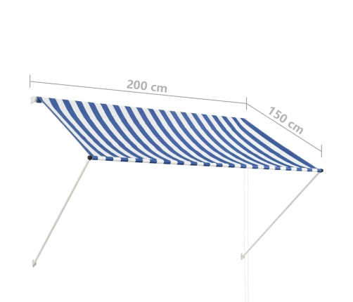 Toldo retráctil 200x150 cm azul y blanco