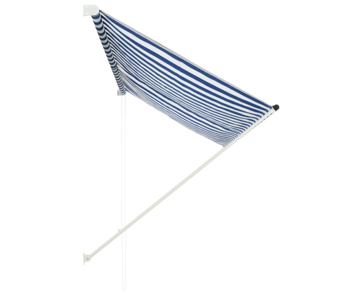 Toldo retráctil 250x150 cm azul y blanco