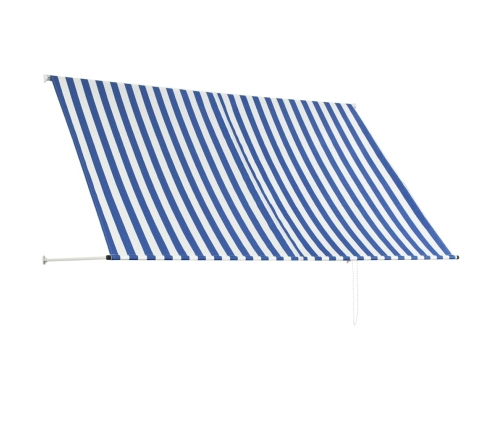 Toldo retráctil 250x150 cm azul y blanco