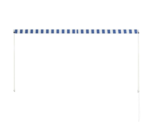 Toldo retráctil 250x150 cm azul y blanco