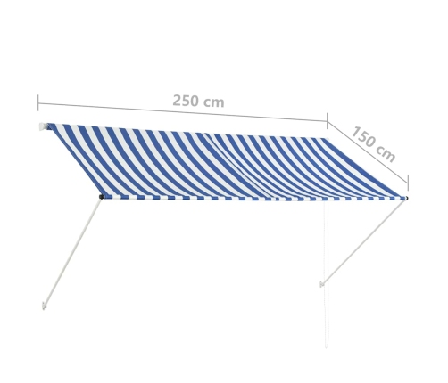 Toldo retráctil 250x150 cm azul y blanco