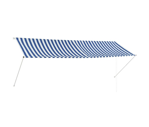 Toldo retráctil 350x150 cm azul y blanco