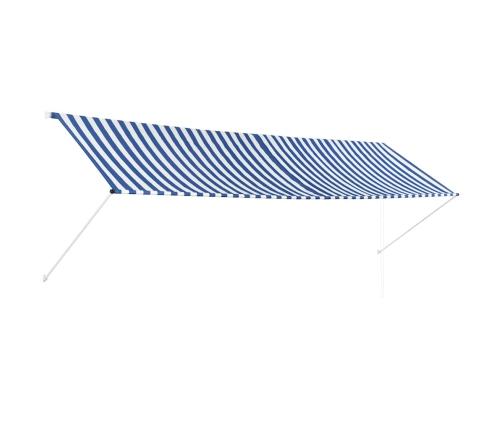 Toldo retráctil 400x150 cm azul y blanco