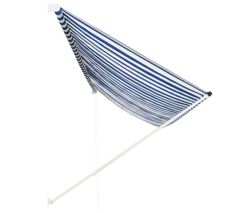 Toldo retráctil 400x150 cm azul y blanco