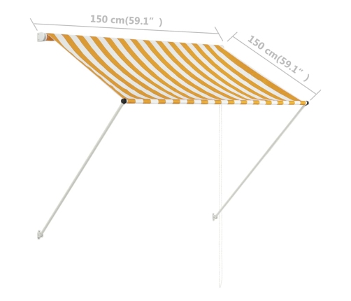 Toldo retráctil 150x150 cm amarillo y blanco