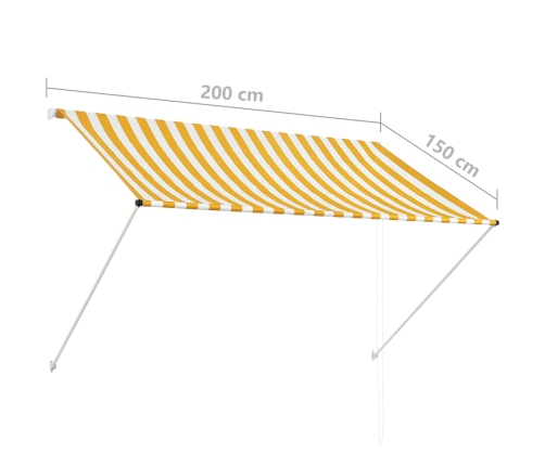 Toldo retráctil 200x150 cm amarillo y blanco