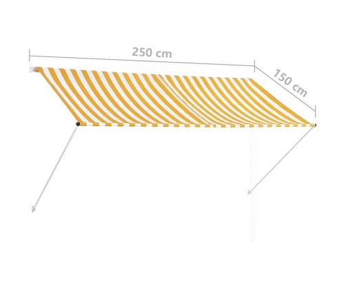 Toldo retráctil 250x150 cm amarillo y blanco