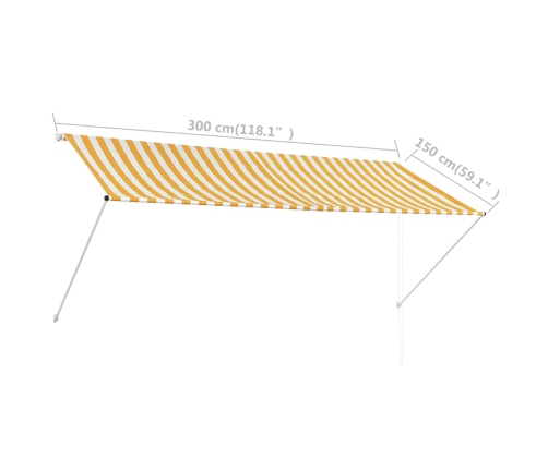 Toldo retráctil 300x150 cm amarillo y blanco