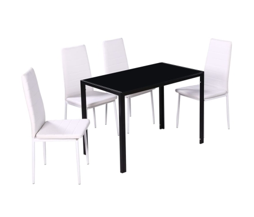 Juego de comedor 5 piezas cuero artificial negro y blanco