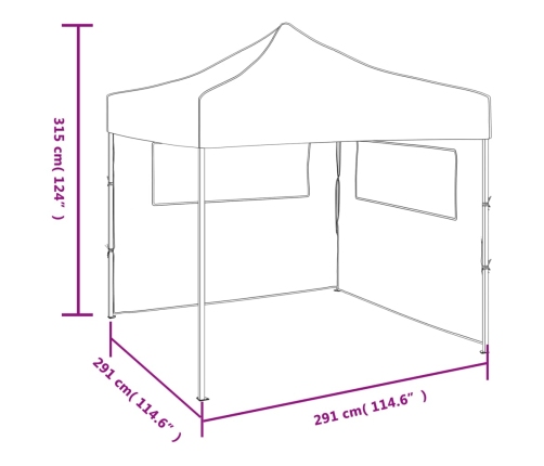 Cenador plegable con 2 paredes color crema 3x3 m