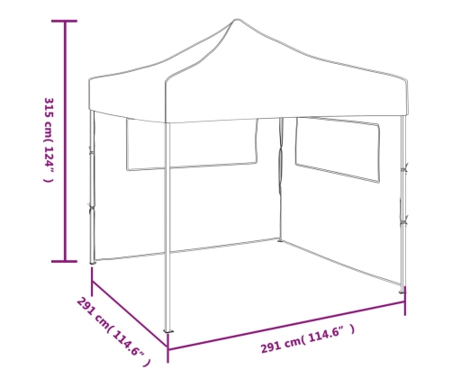 Cenador plegable con 2 paredes azul 3x3 m