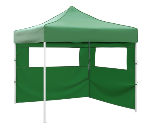 Cenador plegable con 2 paredes verde 3x3 m