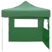 Cenador plegable con 2 paredes verde 3x3 m