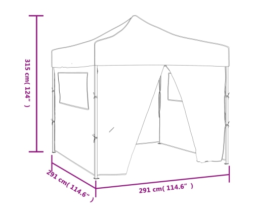 Carpa pleglable Pop-Up con 4 paredes antracita 3x3 m