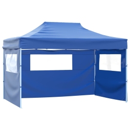 Carpa pleglable con 3 paredes 3x4,5 m azul