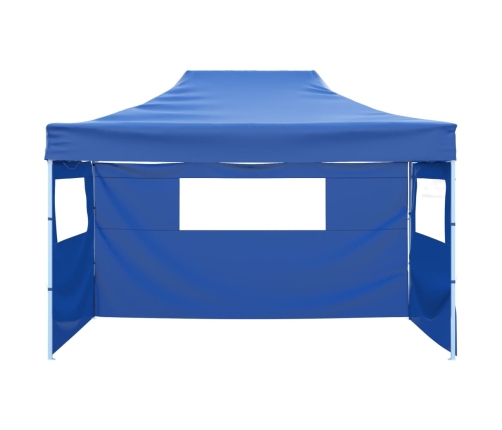 Carpa pleglable con 3 paredes 3x4,5 m azul