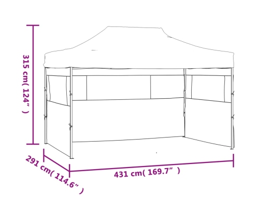 Carpa pleglable con 3 paredes 3x4,5 m azul