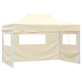 Carpa pleglable con 3 paredes crema 3x4,5 m