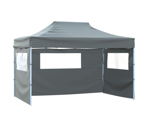 Carpa pleglable con 3 paredes 3x4,5 m gris antracita