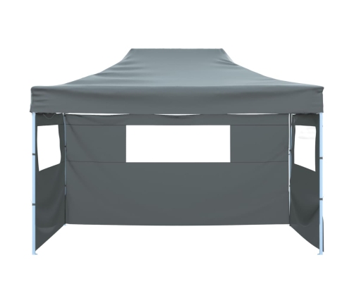 Carpa pleglable con 3 paredes 3x4,5 m gris antracita