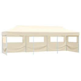 Carpa de fiestas pop-up plegable con 5 paredes crema 3x9 m