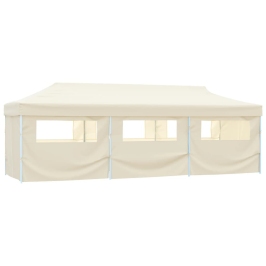 Carpa plegable Pop-up con 8 paredes laterales 3x9 m crema